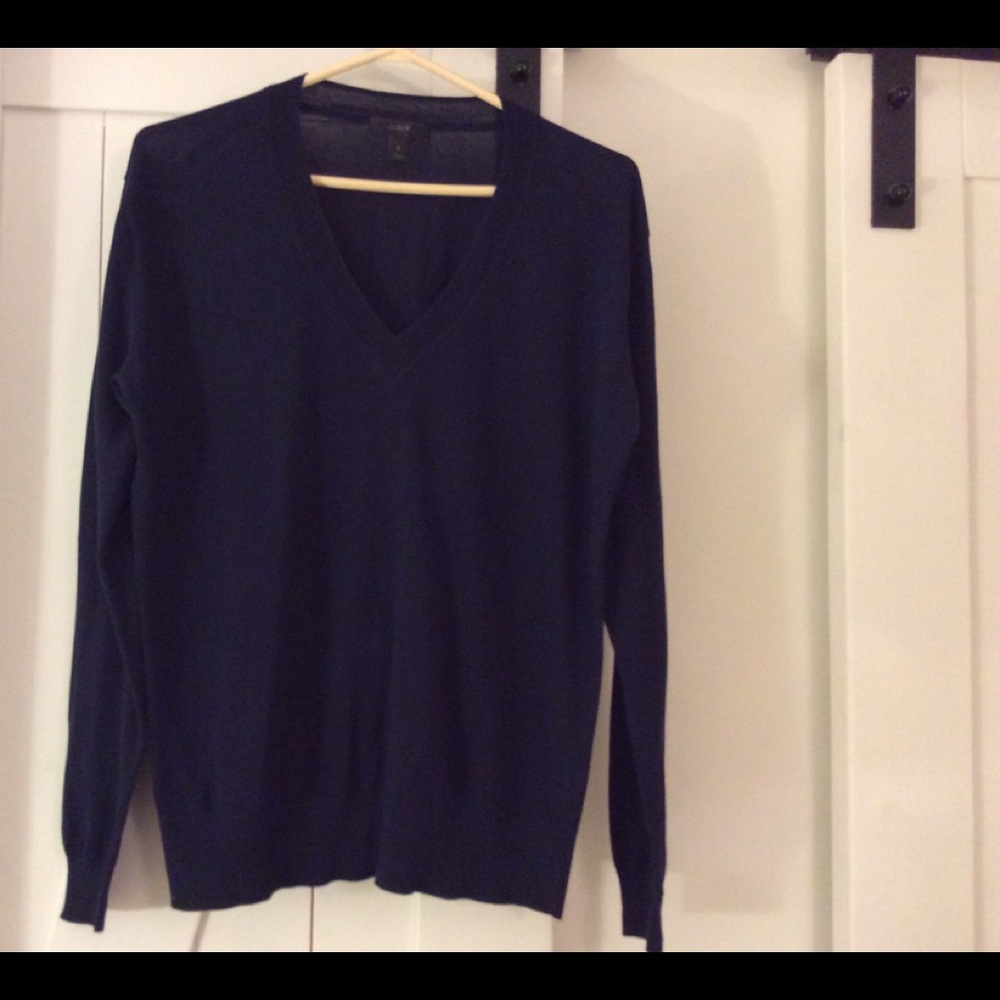 J. Crew V Neck Navy Blue Sweater (S)
